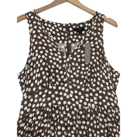 J Crew Top Women 8 Brown White Polkadot Sleeveless Peplum Preppy Feminine Career - Picture 3 of 12